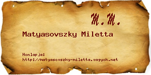 Matyasovszky Miletta névjegykártya